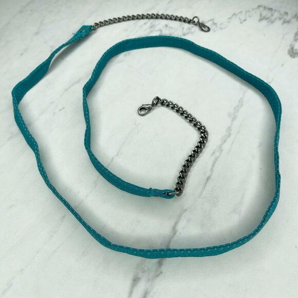 Blue Perforated Faux Leather Chain Handbag Strap Replacement ✨ - Picture 1 of 12
